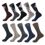 MYORED drop shipping combed cotton socks  men's crew business socks classical solid color plaid socksCalcetines de hombre