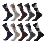MYORED drop shipping combed cotton socks  men's crew business socks classical solid color plaid socksCalcetines de hombre