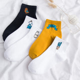 SP&CITY 5 Pairs Set Women Cute Socks Fashion Striped Letter Casual Joker Short Socks For Female College Style Women Ankle Socks