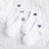 SP&CITY 5 Pairs Set Women Cute Socks Fashion Striped Letter Casual Joker Short Socks For Female College Style Women Ankle Socks