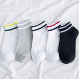 SP&CITY 5 Pairs Set Women Cute Socks Fashion Striped Letter Casual Joker Short Socks For Female College Style Women Ankle Socks