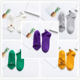 5 Pairs/Pack Kawaii Embroidered Pink Women Socks Expression Sheep Ankle Funny Socks Women Cotton EU Size 35-39 Dropshipping