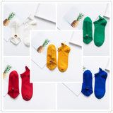 5 Pairs/Pack Kawaii Embroidered Pink Women Socks Expression Sheep Ankle Funny Socks Women Cotton EU Size 35-39 Dropshipping