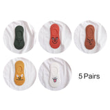 5 Pairs/Pack Kawaii Embroidered Pink Women Socks Expression Sheep Ankle Funny Socks Women Cotton EU Size 35-39 Dropshipping