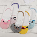 28 Style 10 Piece=5 Pairs/lot Cute Harajuku Animal Socks Women Summer Korean Cat Bear Rabbit Funny Low Cut Ankle Sock Happy Sox