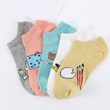 28 Style 10 Piece=5 Pairs/lot Cute Harajuku Animal Socks Women Summer Korean Cat Bear Rabbit Funny Low Cut Ankle Sock Happy Sox