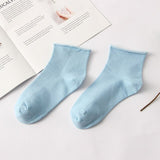 Fashion Women's thin solid color socks cotton casual stretch socks