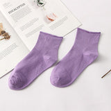Fashion Women's thin solid color socks cotton casual stretch socks