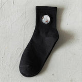 New Fashion Harajuku Hip Hop Socks Unisex Funny Smile Moon Women Socks Happy Skateboard Socks Streetwear Black White Meias