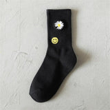 New Fashion Harajuku Hip Hop Socks Unisex Funny Smile Moon Women Socks Happy Skateboard Socks Streetwear Black White Meias