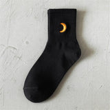 New Fashion Harajuku Hip Hop Socks Unisex Funny Smile Moon Women Socks Happy Skateboard Socks Streetwear Black White Meias