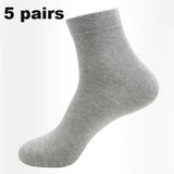 5 Pairs White Men Socks Breathable Sports Solid Black Male Boat Socks Comfortable Cotton Sox Ankle Gray Business Men Calcetines