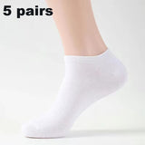 5 Pairs White Men Socks Breathable Sports Solid Black Male Boat Socks Comfortable Cotton Sox Ankle Gray Business Men Calcetines
