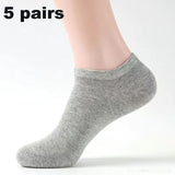 5 Pairs White Men Socks Breathable Sports Solid Black Male Boat Socks Comfortable Cotton Sox Ankle Gray Business Men Calcetines